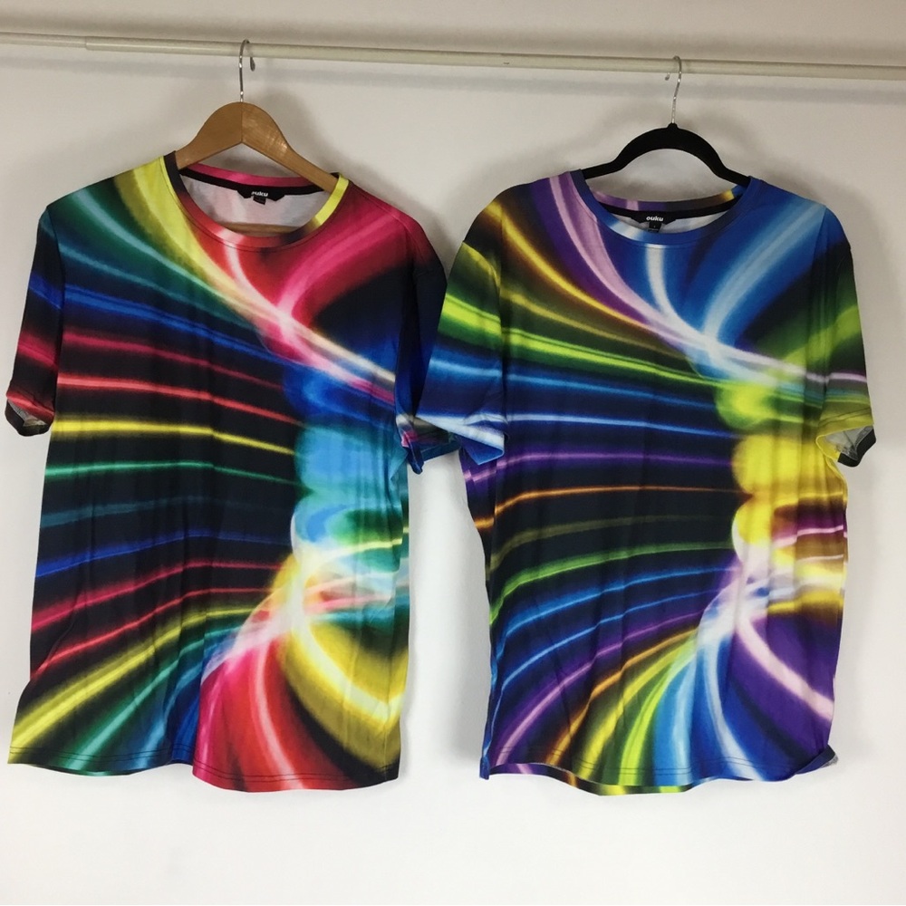 Bundle 2- OUKU Illusion Graphic Tee Shirt Size L